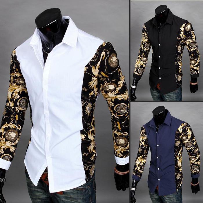 Black and gold dress shirts mens