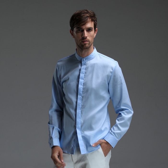 Men's mandarin collar dress shirt